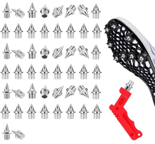 Confezione da 50 Chiodi Chiodi da 6.4 mm - Chiodi di Ricambio per Scarpe con Chiodi da Atletica con Chiave a Punta, Robusti Chiodi da Cross Country per Saltare Corsa Escursionismo Pista di Plastica