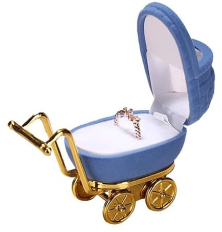 UYHBCNQD Chic Jewelry Boxes Jewelry Box Velvet Stroller Jewelry Case Small Cart Jewelry Organizer Velvet Cradle Full Moon Gift Display Jewelry Storage Great Gift