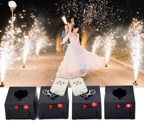 WHRAOY Macchina per Fuochi D'Artificio A Freddo, Mini Macchina per Fuochi D'Artificio A Fontana Fredda, Pirotecnico con Scintilla per Matrimoni con Telecomando Senza Fili, con Valigia