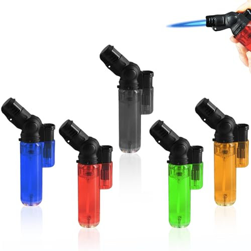 5 mecheros Jetflame: mechero de gas rellenable, encendedor con llama de chorro, llama de tormenta, mini mechero de gas para la cocina, camping (gas no incluido)