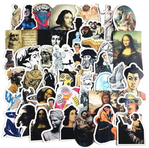 Mona Lisa Literarische Aufkleber, Anime, wasserdichte Vinyl-Aufkleber für Laptop, Gepäck, Skateboard, Teenager, 100 Stück/Packung