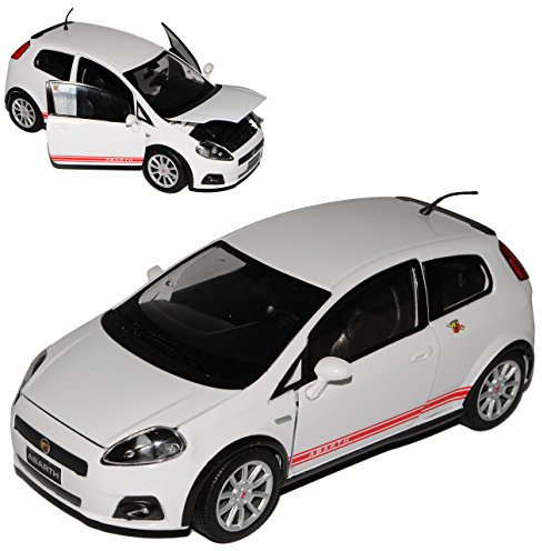 Motormax FIAT Grande Punto Abarth SS Weiss Ab 2005 1/24 Modell Auto mit individiuellem Wunschkennzeichen