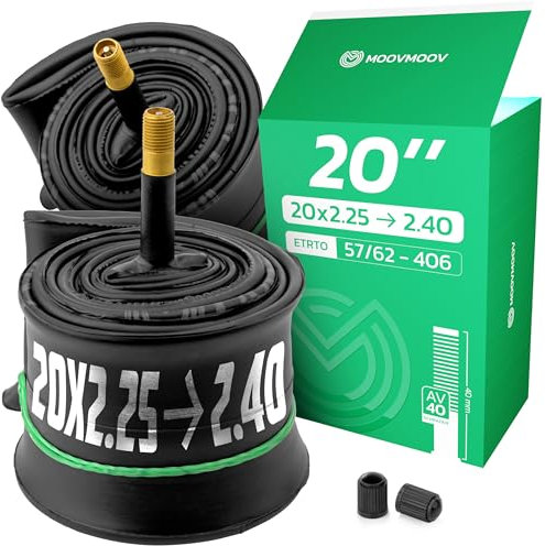 MOOVMOOV Fahrradschlauch 20 Zoll - Für Reifen 20x2.25, 20x2.30, 20x2.35, 20x2.40 (ETRTO 54-406 bis 64-406) - Schrader-Ventil - 2er Pack - Fahrrad, BMX & mehr