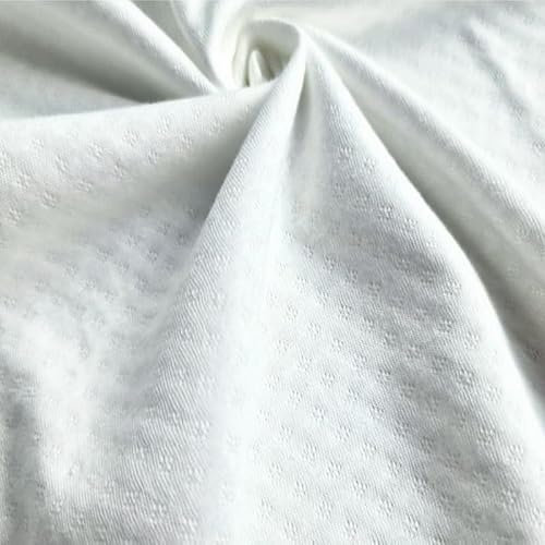 PAWOTEX Stoffe zum nähen Ajour 100% baumwollstoff meterware Ripp jersey stoff meterware kinder Feinstrick-Jersey fur Sommer Ökotex Rib Jersey baby Weiß 145cmx0,5m
