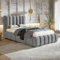 MOTIVENA Grand Bubble Bett 90x200, Polsterbett 90x200 Samt, mit Bettkasten, mit Stauraum, mit Lattenrost, mit Kopfteil, ohne Matratze, Grau Hellgrau
