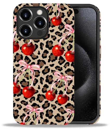 Artslion Cherry With Leopard Pattern Case for iPhone 16 Promax 6.9 in - Durable Protection for Women Girl Men