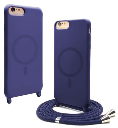 BGHHEU Silicone Coque Magnétique pour iPhone SE 2020 / iPhone 8 avec Cordon,Compatible avec MagSafe,Étui Housse Silicone avec Portable Lanyard Réglable, Bleu