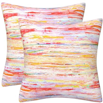 DILOXNSU Bunte Abstrakte Kunst Kissenbezug 50x50 2er Set Weich Samt Kissenbezüge Regenbogen Ölmalerei Kissenhülle Dekokissen Couchkissen Sofakissen für Sofa Wohnzimmer Kissenhüllen