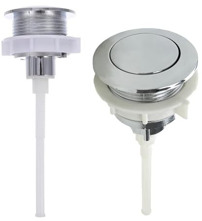2Pcs Toilet Flush Button Set – 38mm Single Flush Push Button Replacement Kit – Chrome Finish Bathroom Tank Buttons for Cisterns – Easy Install Toilet Flush Repair Kit