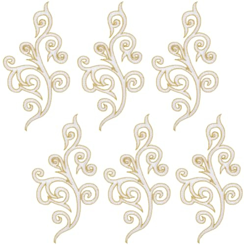 GORGECRAFT 5 Paar Blumen Stickerei Applikation Goldener Besatz Glitzernd Ethnischer Stil Zum Aufnähen Und Aufbügeln Kranz Patch Florale Bestickte Applikationen Für Heimwerker Nähen Basteln Hochzeitskl
