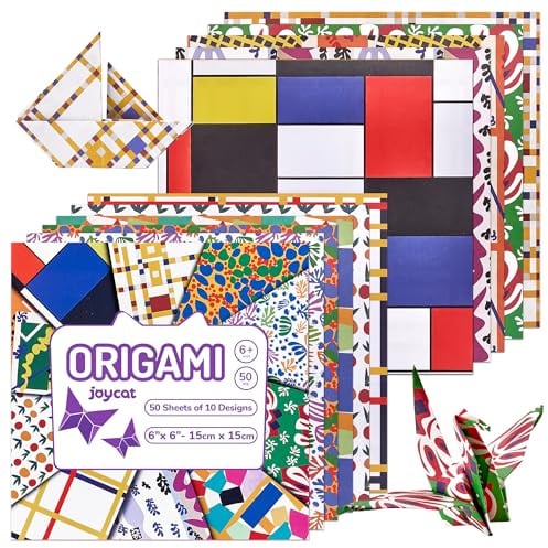 JoyCat Origami-Papier, doppelseitig, 15,2 x 15,2 cm, 50 Blatt, Vintage-Meisterwerk, Ölgemälde-Muster, Origami-Set für Erwachsene für Kunst und Handwerk