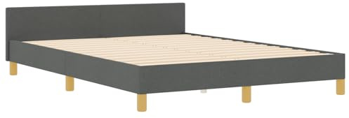 vidaXL Moderner Dunkelgrauer Stoff-Bettrahmen 140X200 cm | Stylisches Design | Langlebiger Holzrahmen | Pflegeleicht | Perfekt für Zeitgenössische Schlafzimmer