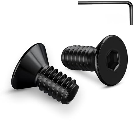 Zuyya 20 Stück Senkkopfschrauben M4 x 12 mm Schwarze Schrauben Edelstahl | Innensechskant Antrieb, Edelstahl A2 V2A Schrauben, Senkschrauben Vollgewinde mit Innensechskantschlüssel