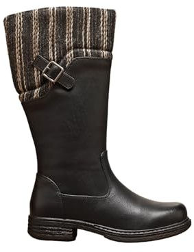 IVACHY Women’s Tall Winter Boots with Knit Cuff – Warm Fur Lined Side Zip Boots, Comfortable Non-Slip Casual Fashion Boots for Cold Weather
