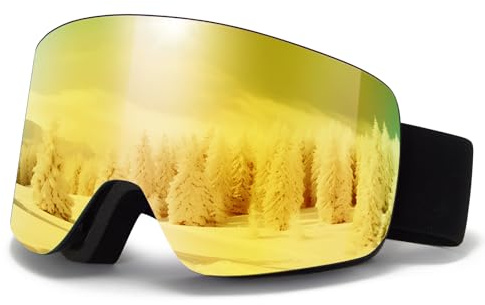 MXJ Gear Skibrille für Erwachsene Herren Damen,YH227 Snowboardbrille für Brillenträger, Anti Fog OTG UV-Schutz Anti-Rutsch-Kopfband Vollständiges REVO-Design