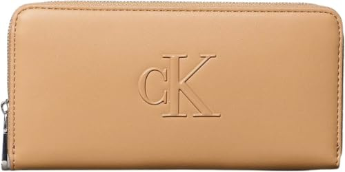 Calvin Klein Damen Geldbörse Bold Long Zip Around mit Logo, Braun (Tannin), Einheitsgröße