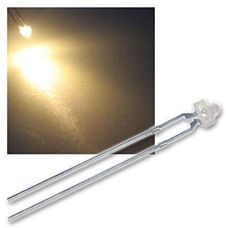 world-trading-net - 25x LED 1,8mm diffus warmweiß (weiße Linse) SET, Leuchtdiode, bedrahtet, Diode leuchtend, als Bauteil