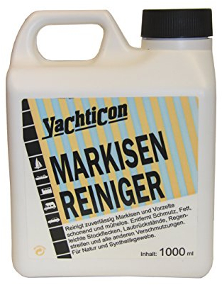 YACHTICON Markisen Reiniger mit Reinigungstuch - Markisenreiniger ideal für Markisen Vorzelte Persenning Pavillion Gewebe gegen Dchmutz Öl Fett Laubrückstände Stockflecken Gilb Regenstreifen 1 Liter