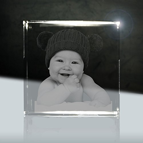 3D Laserfoto in Glas | Würfel 50mm | 1 Person oder Tier zB als Geschenk mit deinem Baby