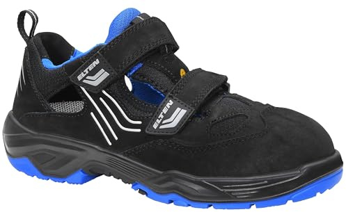 ELTEN Sicherheitsschuhe Ambition Blue Easy ESD S1, Damen und Herren, Leder/Textil, Stahlkappe, leicht, sportlich 48, Schwarz-Blau
