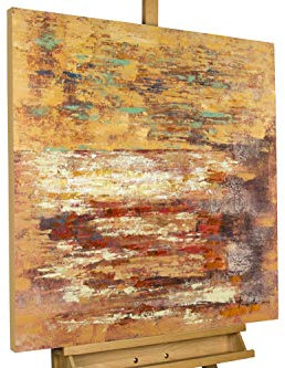 KunstLoft Leinwandbild | 100% HANDGEMALT | 80x80cm | Gemälde 'Ein Leben zu zweit' | Abstrakt | Braun | Wandbild Wohnzimmer