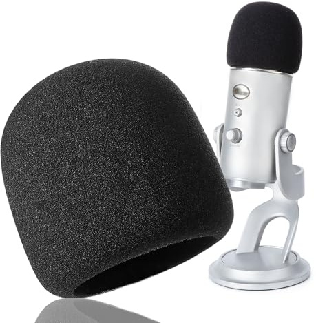 YOUSHARES Foam Microphone Windscreen - Large Size Microphone Cover for Blue Yeti, Yeti Pro, MXL, Audio Technica and Other Large Microphones (Black)
