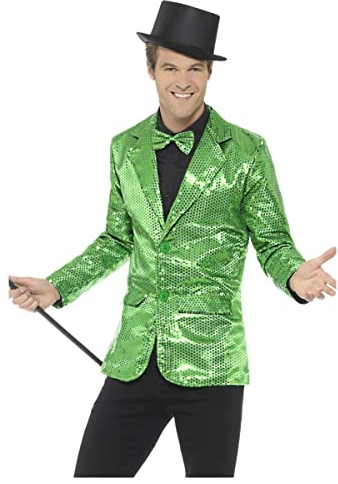 Smiffys Pailletten-Jackett, Grün, Herren