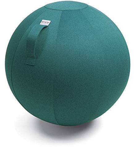 VLUV® BOL LEIV Sitzball Büro Ergonomisch [Atmungsaktiv mit Tragegriff und Wegrollschutz] Waschbarer Stoffbezug | Schwangerschaftsball| Gymnastikball Schwangerschaft Sitzball 65cm