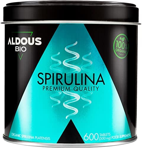 Spirulina Bio - 600 Compresse - Alto Dossagio 3000mg per +3 Mesi - Alga Spirulina Bio Pura 100% Naturale - Ricca di Ficocianina, Proteine, Vitamine e Minerali - Detox, Difese Immunitarie - ALDOUS