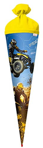 ROTH Schultüte groß Quad 70 cm - rund Rot(h)-Spitze Filzverschluss - Zuckertüte Schulanfang