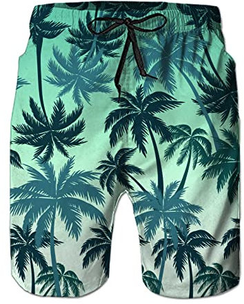 Fanient Herren Badehose Hawaii Badeshorts Surf Badehose Jungs 3D Kokosnussbaum Gedruckt Bunte Grafik Badeshorts L