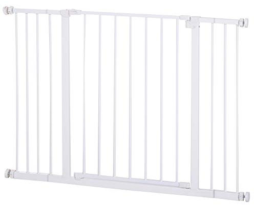 PawHut Barrera de Seguridad Longitud Ajustable 72-107 x 76 cm sin perforación de Metal, plástico Blanco