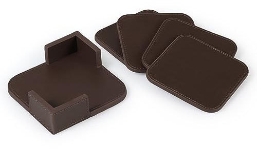 Londo Untersetzer aus Leder (4er Set) - Premium Tischuntersetzer für Kaffeeglas, Getränkeglas - rutschfeste Oberfläche