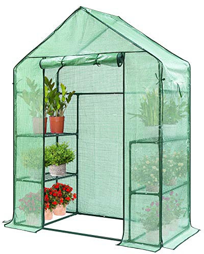 VIVOSUN Gewächshaus 143x73x195 cm Foliengewächshaus mit 4 Regalen Tomatengewächshaus mit 3 Ebenen für Garten Balkon Terrasse Treibhaus für Tomaten Blumen Pflanzen