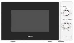 Midea - Microondas 20L - 700W - 5 Niveles de Potencia - Descongelación por tiempo o peso - Cristal negro con marco blanco - Modelo Element MCM208MMWP