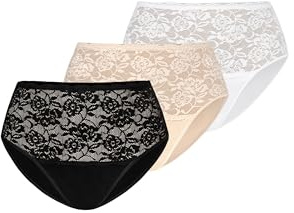 Teyli Slip Damen Baumwolle zum Kaschieren von Unvollkommenheiten - Bikinis & Taillenslips für Damen - Slips Baumwolle Damen - Slip Baumwolle Frauen 3er Pack