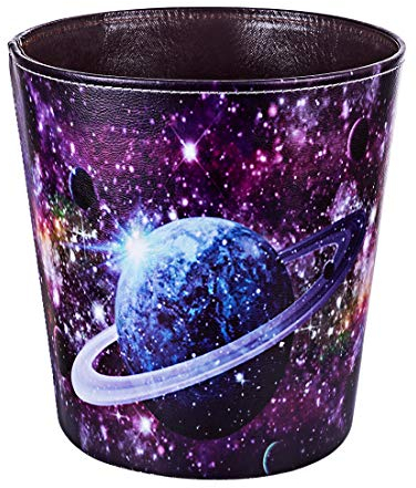 Scakbyer Poubelle en cuir, poubelle décorative, capacité de 10 L, petite corbeille à papier, poubelle imperméable pour salle de bain, chambre, bureau, cuisine et salon – Ciel étoilé