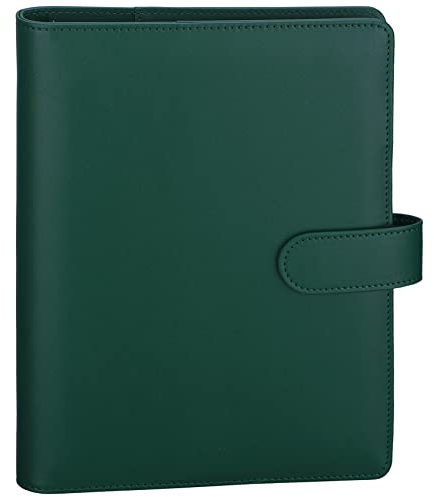 Antner A5-Notizbuch, Fotokarten-Ordner, 6-Ring-Planer, Ordner für A5-Nachfüllpapier, PU-Leder, nachfüllbar, A5, Budget-Ordner, lose Blätter, Organizer, Einband mit magnetischer Schnalle für
