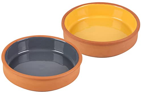 Tapas Schalen ca. 16cm Terrakotta - 2 Stück - farbig glasiert Servierschale