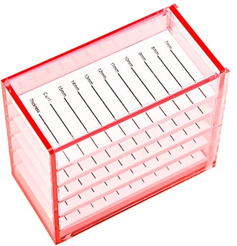 AOVNA 5 Layers Pink Acrylic Eyelash Pallet Eyelash Storage Box Acrylic Eyelash Extensions Storage Box Eyelashes Glue Pallet Holders Clear Grafting Eyelashes