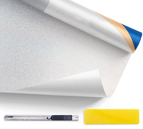 Simple Fix Fensterfolie 90 x 200 cm - Sichtschutzfolie Fenster Folie, Isolierfolie - Fensterfolie Blickdicht Selbsthaftend - Matt