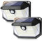 Lampe Solaire Exterieur Detecteur de Mouvement IP65 Etanche Lumiere Projecteur Led Éclairage Mural d'extérieur Spot Solaire Luminaire pour Jardin Garage Carport Terrasse Maison Noir [lot de 2]