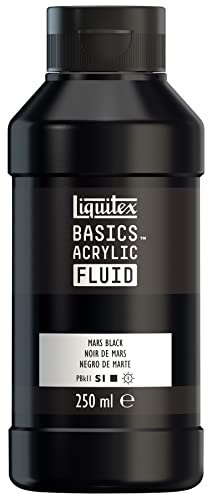 Liquitex Basics Fluid - Pintura acrílica de consistencia fluida, secado rápido, resistente a la luz, impermeable, acabado satinado permanente, bote 250 ml, negro de marte