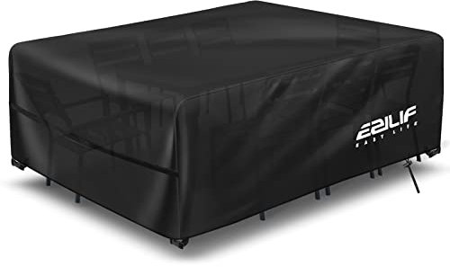 Ezilif Garden Furniture Covers Waterproof, 200x160x74cm Garden Furniture Covers, 420D Oxford Outdoor Furniture Covers Waterproof, UV-Anti & Windproof Covers for Garden Furniture Rattan Table and Chair