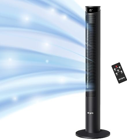 Air Pro Smart 46 Tower Fan- Oscillating Bladeless Fan with Remote - Tall Compact 3 Speeds Quiet Cooling Fan - Floor Standing Fan for Home and Office - LED Display, 4 Modes, 12Hour Timer