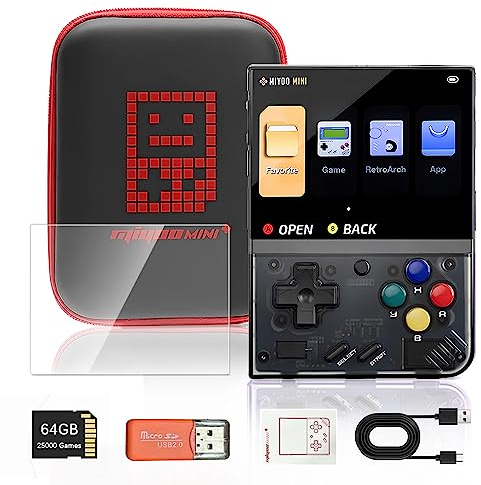Mini Plus Console da Gioco Portatile, con Scheda TF da 64 G, 25000 + Giochi, IPS da 3,5 Pollici, Supporto WiFi, Console di Gioco Portatile con Sistema Open Source System, Batteria da 3000 mAh