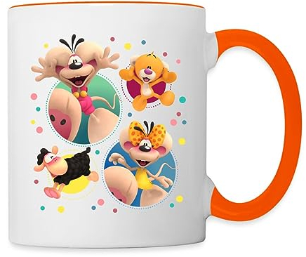 Spreadshirt Diddl Wollywell Diddlina Pimboli Charaktere Tasse Zweifarbig, One size, Weiß/Orange