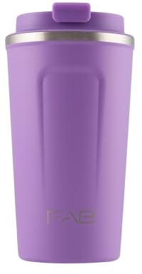 FAB Travel Mug, Reusable Coffee Cup (510ml, Purple) - Double Wall Stainless Steel with Screw Lid - Thermal Camping Cup, Vacuum Insulated for Hot and Cold Drinks, Eco-Friendly