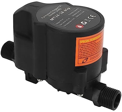 Pompa Booster Pressione Acqua Automatica DC 24V, Booster Doccia a Basso Rumore per la Casa, Pompa Booster Pressione Acqua Solare Portatile con Flussostato, per Bagno (Spina UE)