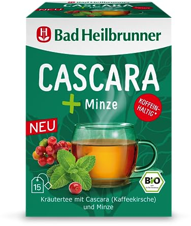 Bad Heilbrunner Cascara+ Minze Kräutertee – Bio-Kräuterteemischung mit Kaffeekirsche, Minze und Süßholzwurzel, koffeinhaltig, (5 x 15 Filterbeutel)